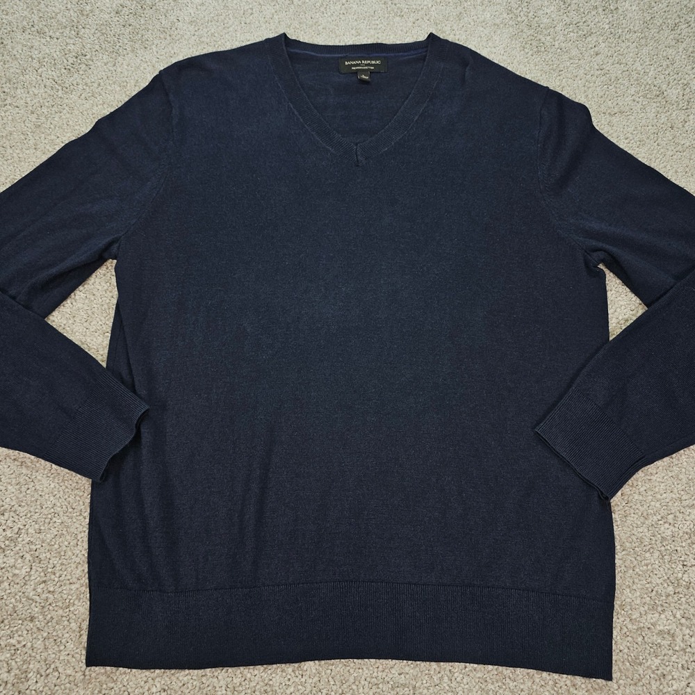 Banana Republic Men Sweater V Neck Long Sleeve Premium Luxe Large Cashmere Blend